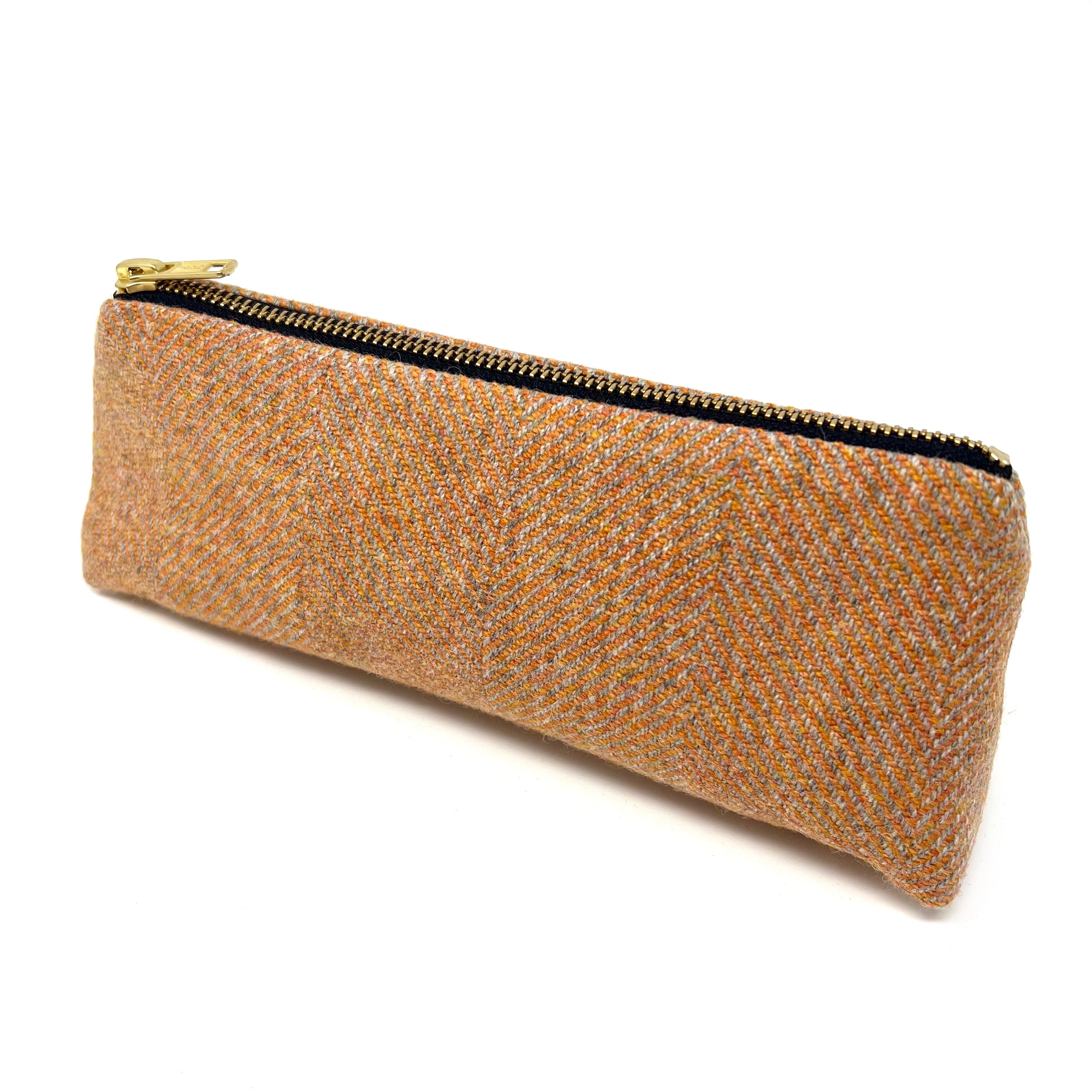 Orange Herringbone Pencil Case