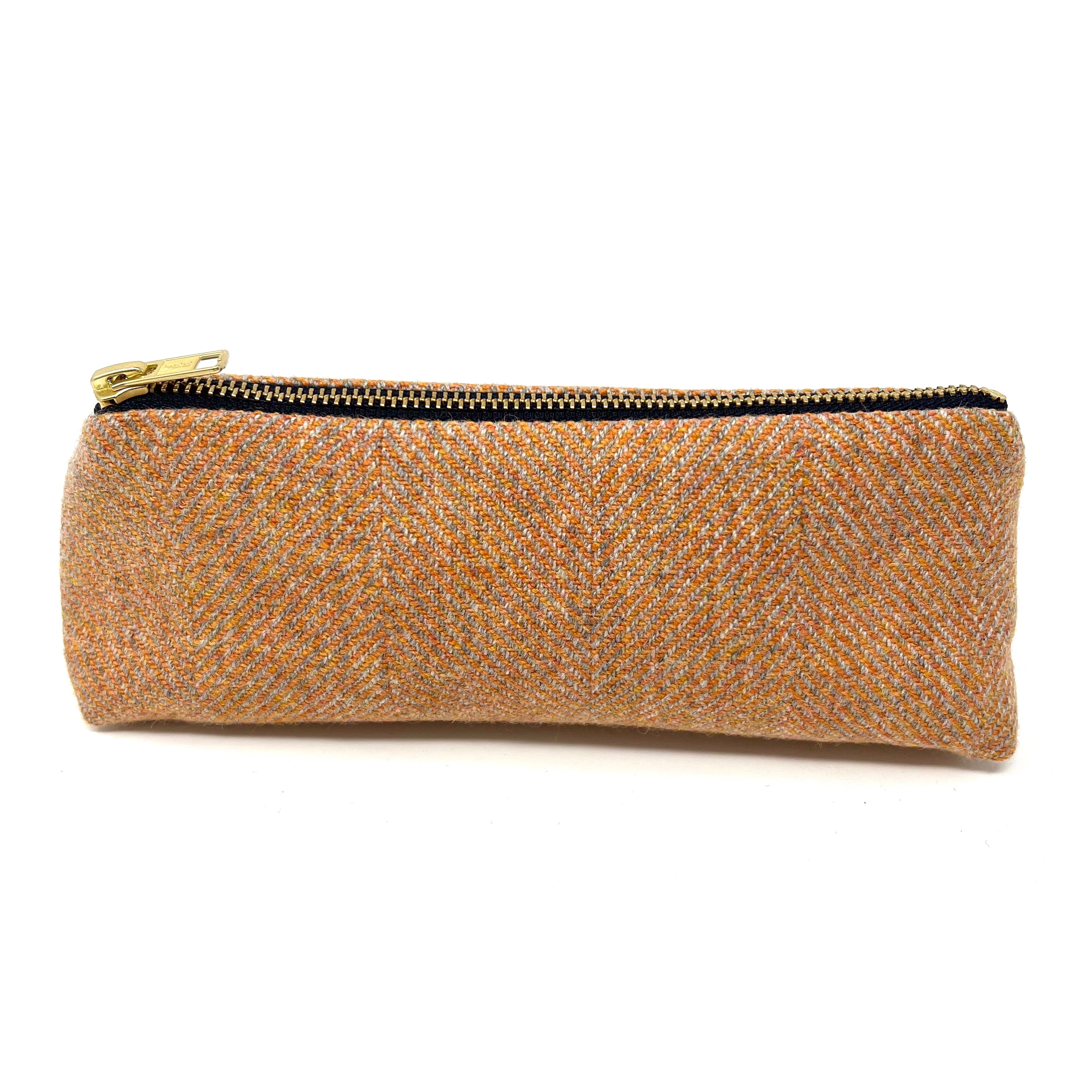 Orange Herringbone Pencil Case