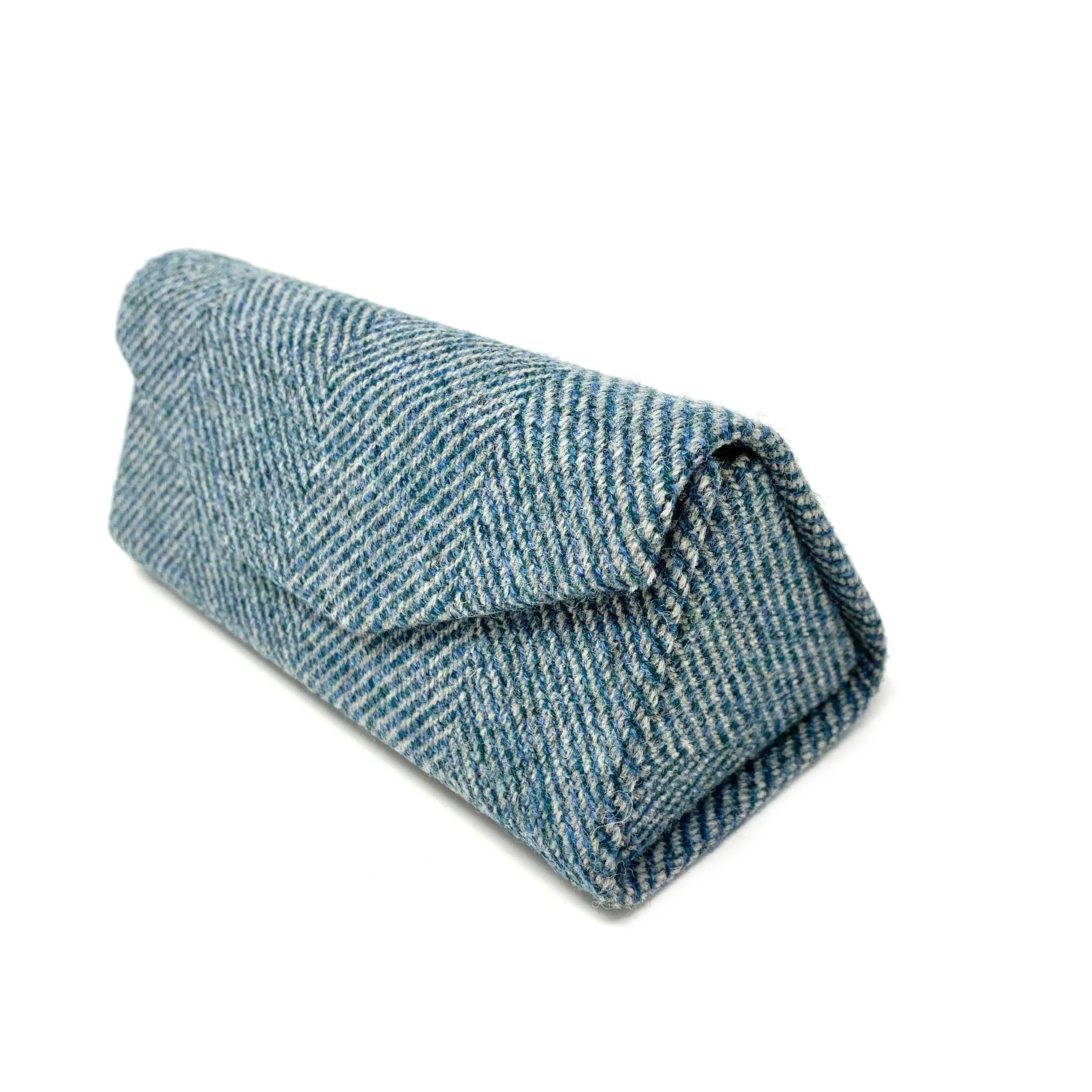 Blue Herringbone Glasses Case