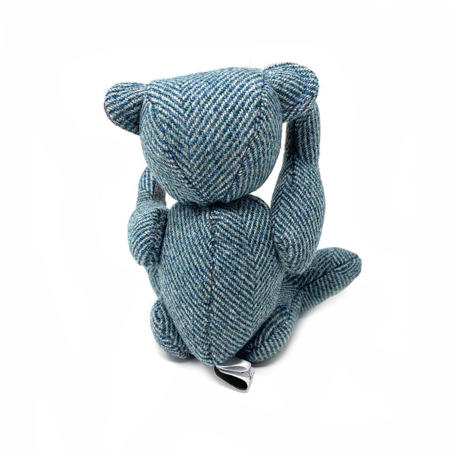 Blue Herringbone Teddy Bear - Small