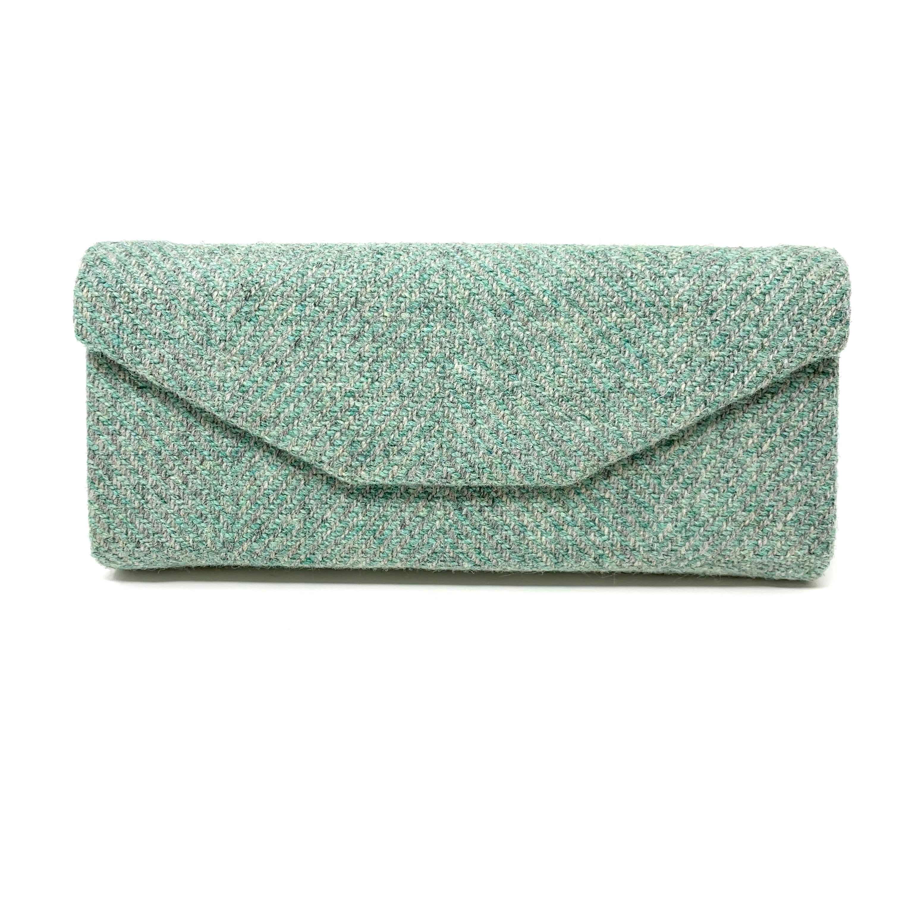 Mint Herringbone Glasses Case