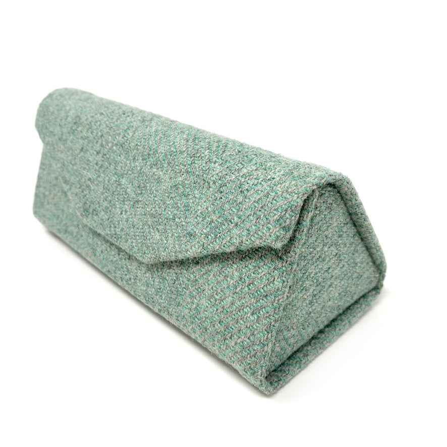 Mint Herringbone Glasses Case