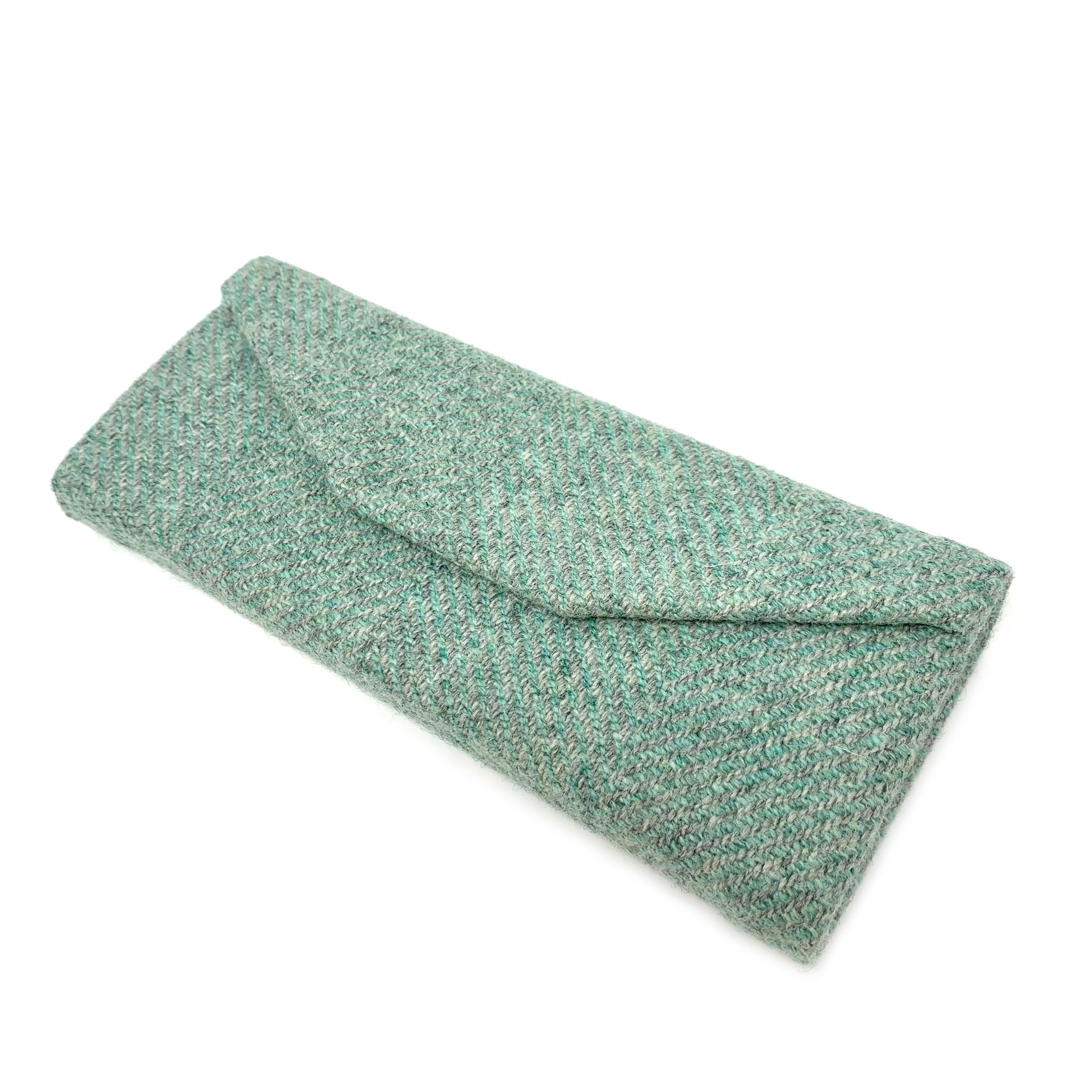 Mint Herringbone Glasses Case