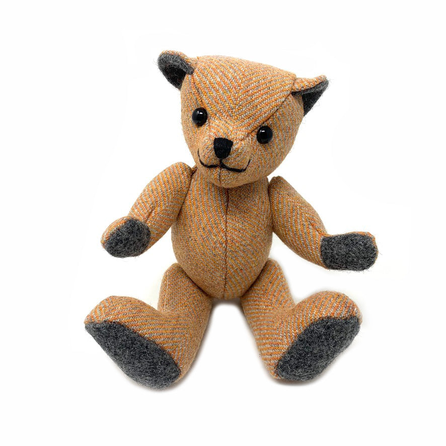 Orange Herringbone Teddy Bear - Small