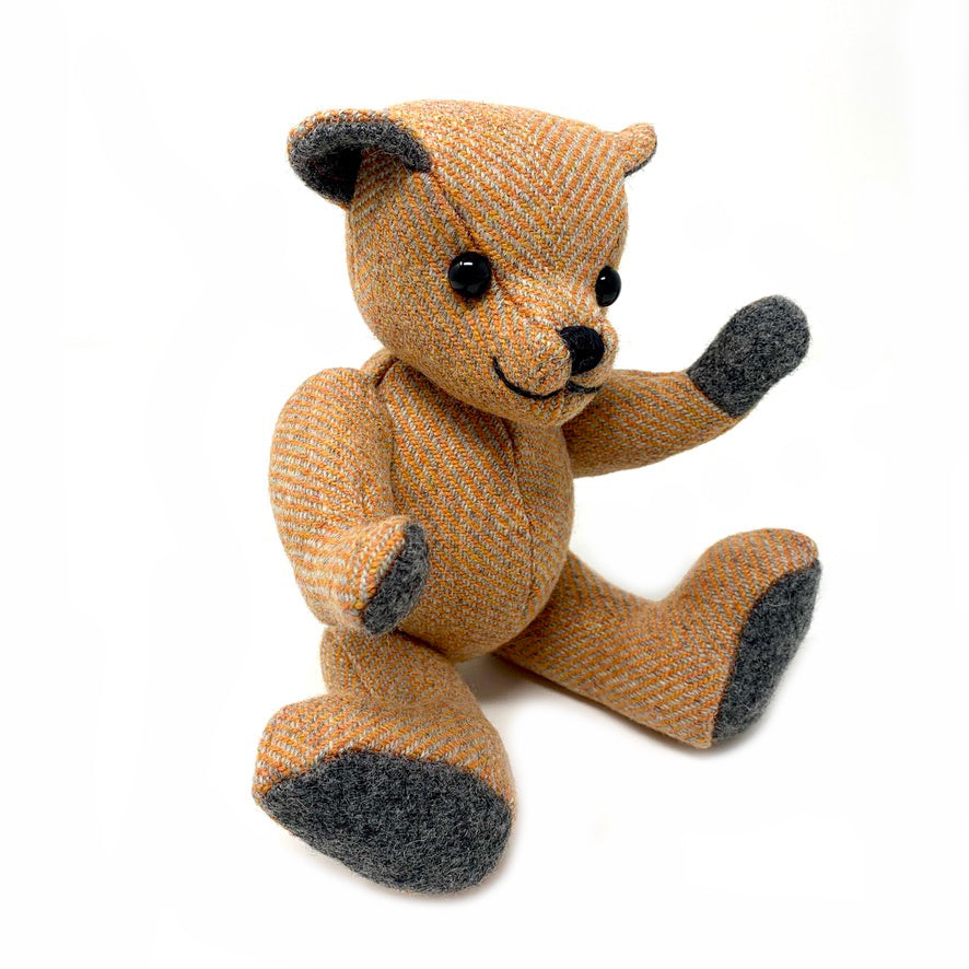 Orange Herringbone Teddy Bear - Small