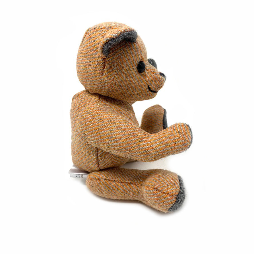 Orange Herringbone Teddy Bear - Small