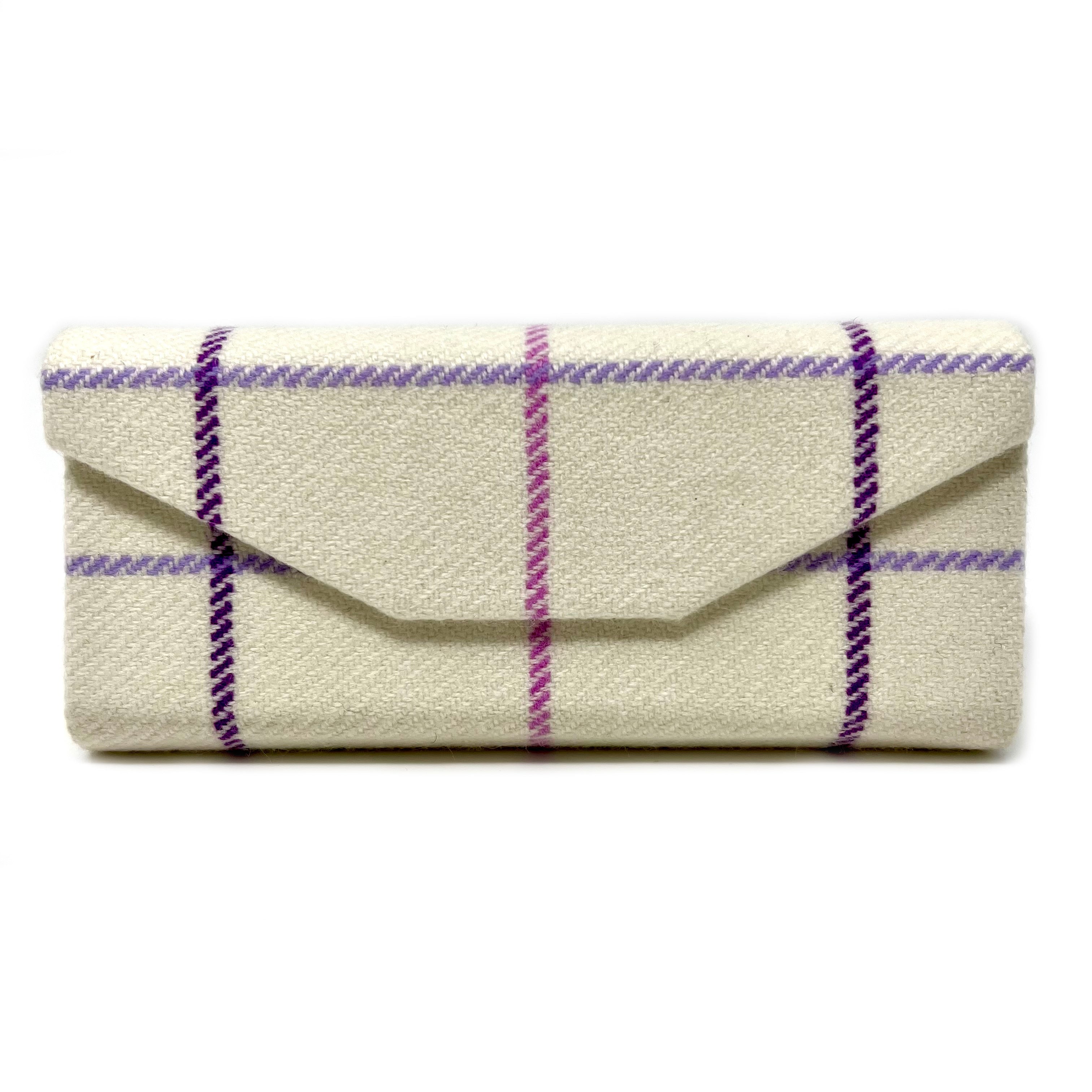 Purple Check Glasses Case